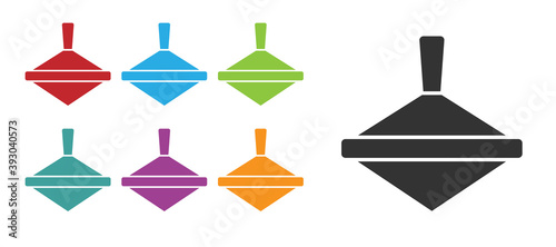Black Whirligig toy icon isolated on white background. Set icons colorful. Vector.