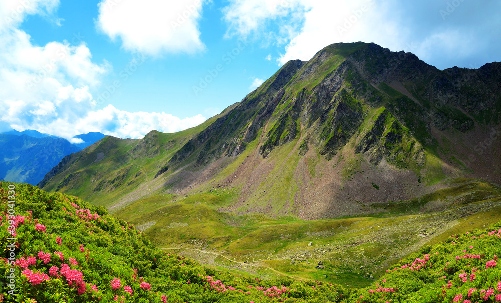Mountain landscape near Col du Tourmalet in Pyrenees mountains. France.