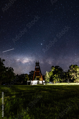 The old Mine Shaft under the Milky Way Night Sky photo