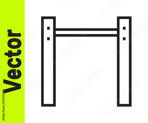 Black line Sport horizontal bar icon isolated on white background. Vector.