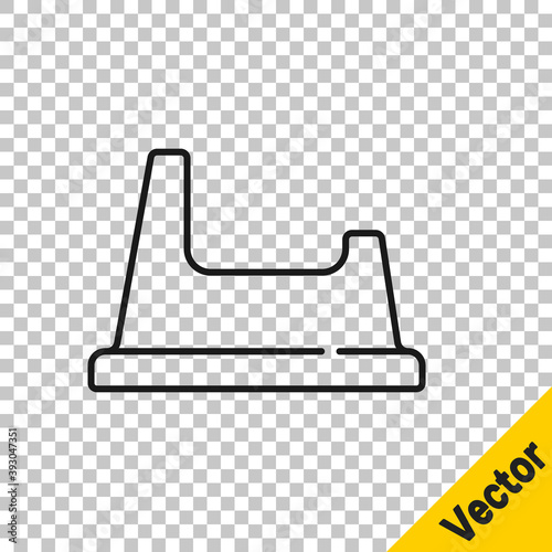Black line Baby potty icon isolated on transparent background. Chamber pot. Vector.