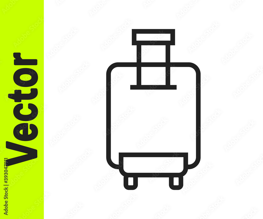 Black line Suitcase for travel icon isolated on white background. Traveling baggage sign. Travel luggage icon. Vector. Black line Suitcase for travel icon isolated on white background. Traveling baggage sign. Travel luggage icon. Vector.