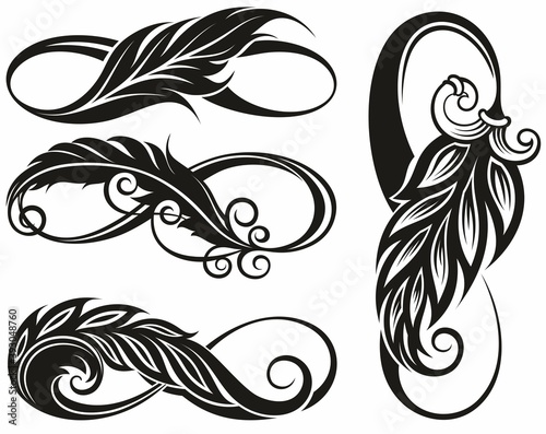 Infinity symbols with feather on white background