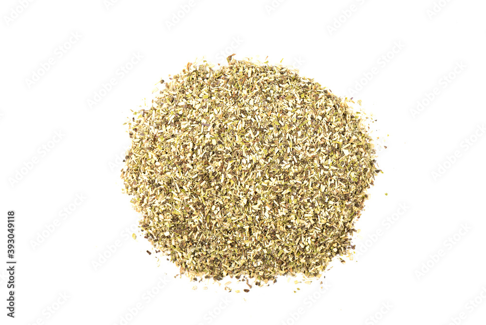 Dried chopped sage isolated on white background. Dried chopped sage isolated on white background.