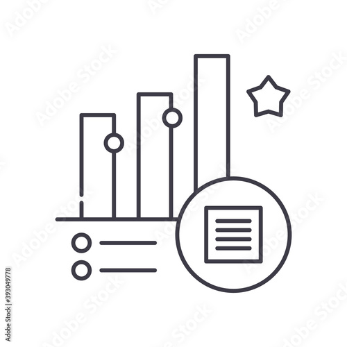 Qualitative research icon, linear isolated illustration, thin line vector, web design sign, outline concept symbol with editable stroke on white background.