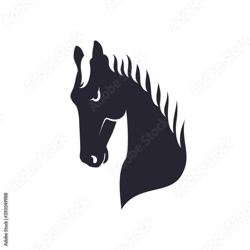 Head horse graphic icon. Horse head sign isolated on white background. Vector illustration