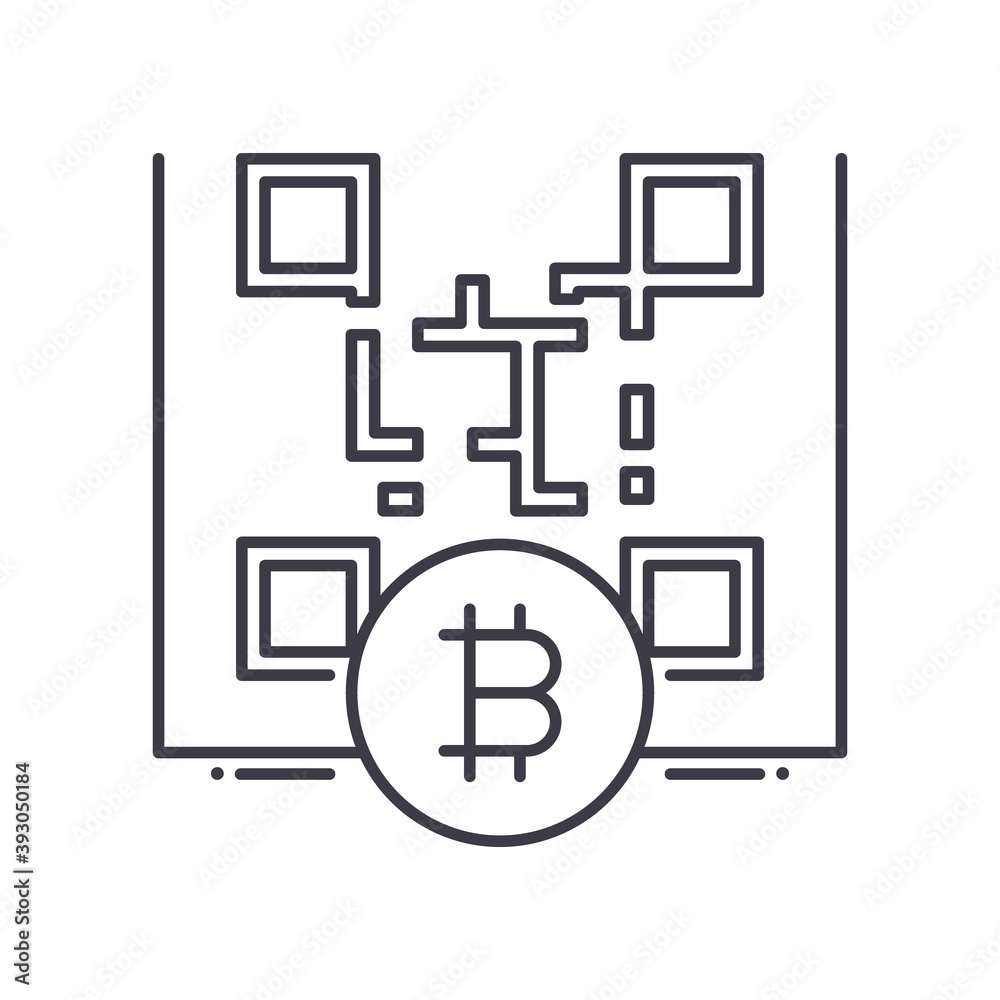 Qr code icon, linear isolated illustration, thin line vector, web design sign, outline concept symbol with editable stroke on white background. Qr code icon, linear isolated illustration, thin line vector, web design sign, outline concept symbol with editable stroke on white background.