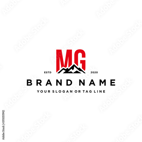 letter MG mountain logo design vector