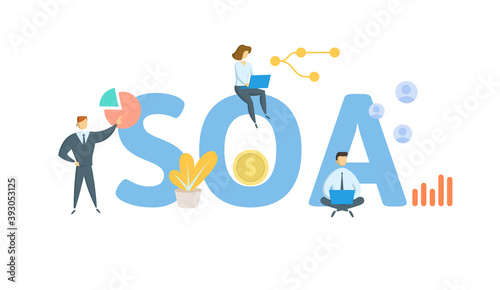 SOA, Statement Of Account. Concept with keywords, people and icons. Flat vector illustration. Isolated on white background. photo