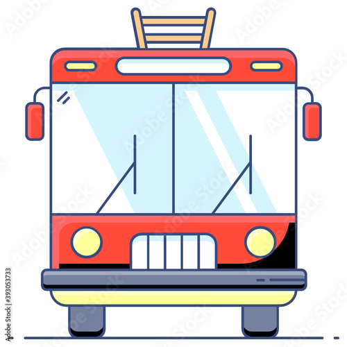 
Fire brigade icon in flat editable design, a ladder truck
