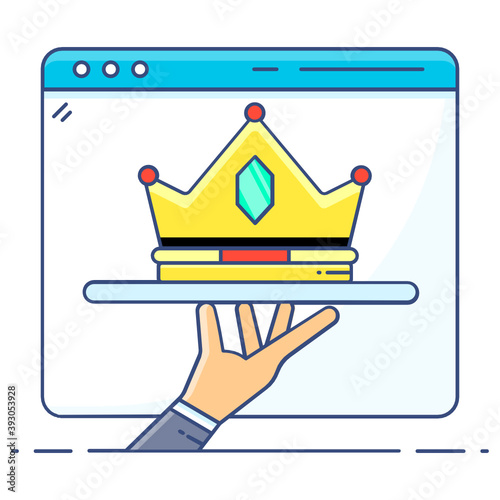 
Crown holding by hand depicting premium service icon
