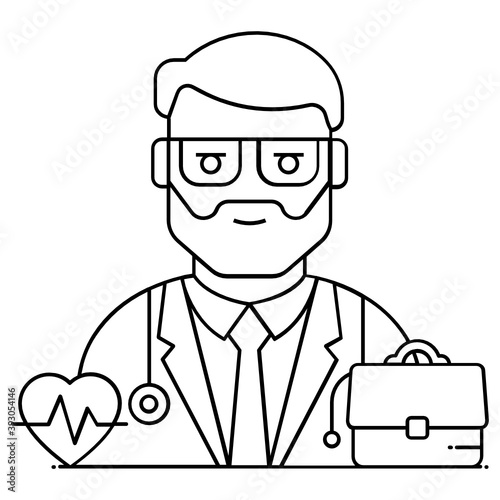 
A professional avatar vector in flat style, doctor icon 
