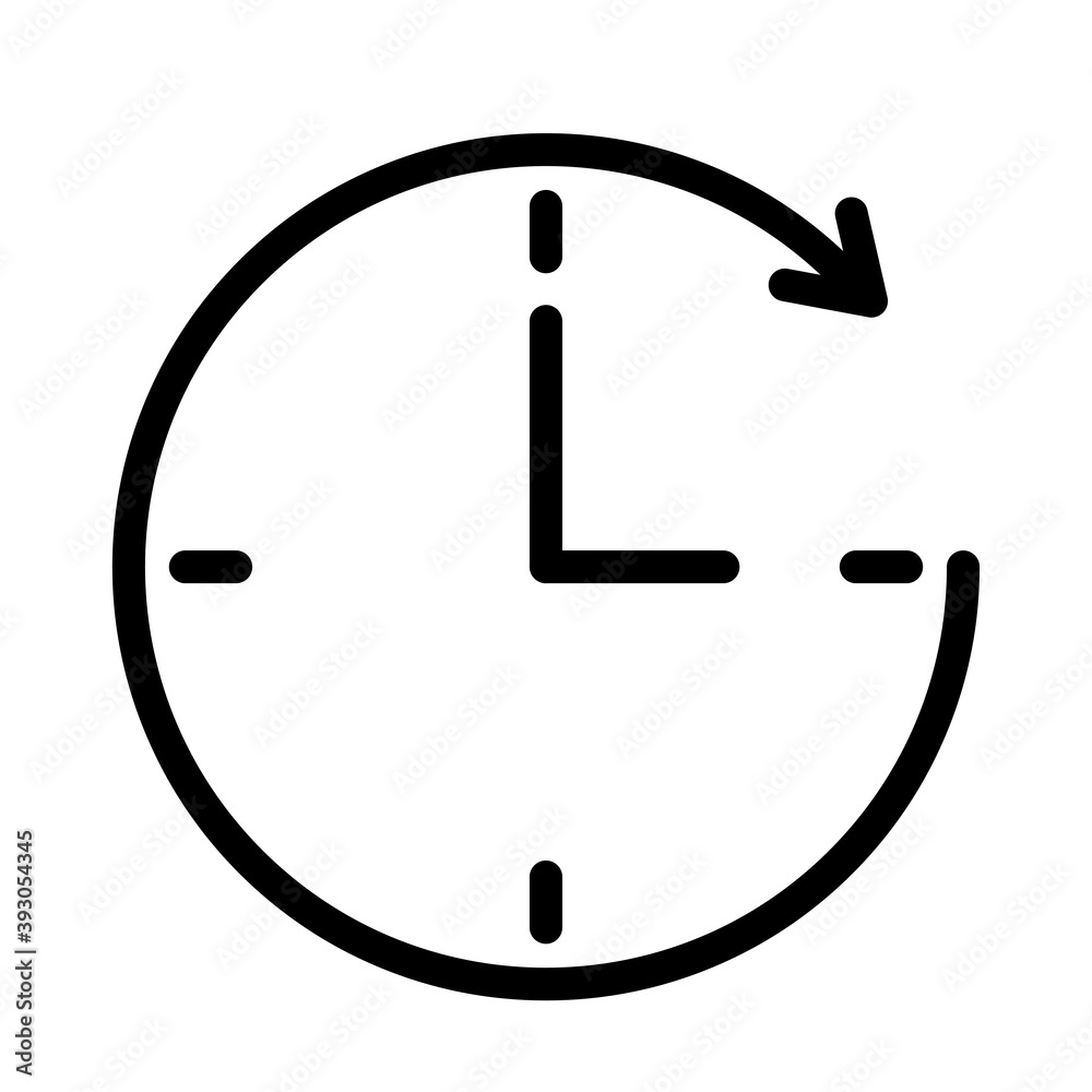 Time vector icon. Clock thin line isolated icons. Watch black symbol on white background. Work hours concept. time management logo stock illustration Time vector icon. Clock thin line isolated icons. Watch black symbol on white background. Work hours concept. time management logo stock illustration