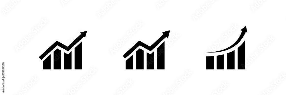 Graph growing up vector icon. economy graphic growth arrow rise. market chart sign isolated on white background. development forecast plan stock illustration Graph growing up vector icon. economy graphic growth arrow rise. market chart sign isolated on white background. development forecast plan stock illustration