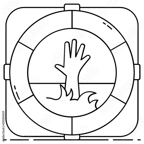 
Flat style of icon lifeguard belt with hand, rescue concept icon
