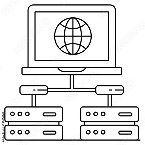 
Cloud hosting icon style, cloud with dataserver 
