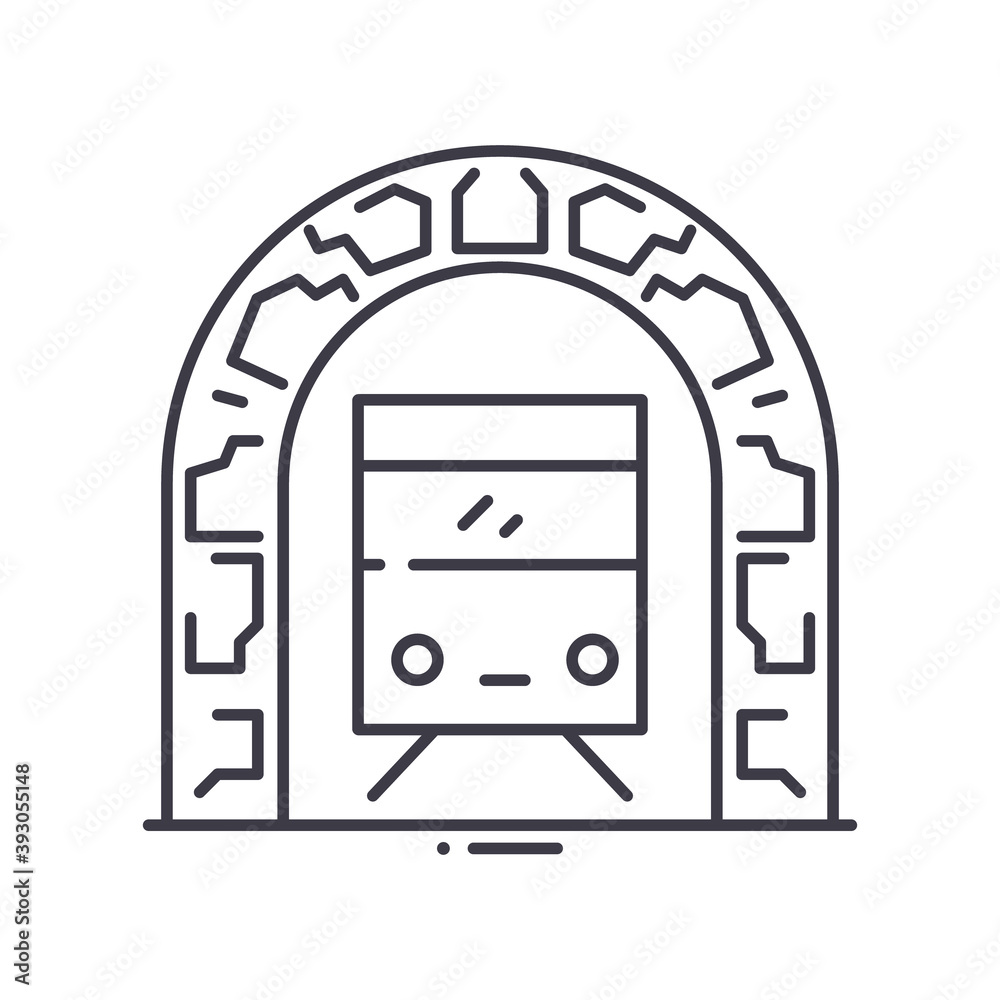 Fototapeta premium Railway icon, linear isolated illustration, thin line vector, web design sign, outline concept symbol with editable stroke on white background.