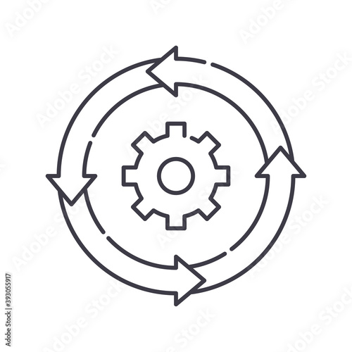 Iteration cycle icon, linear isolated illustration, thin line vector, web design sign, outline concept symbol with editable stroke on white background.