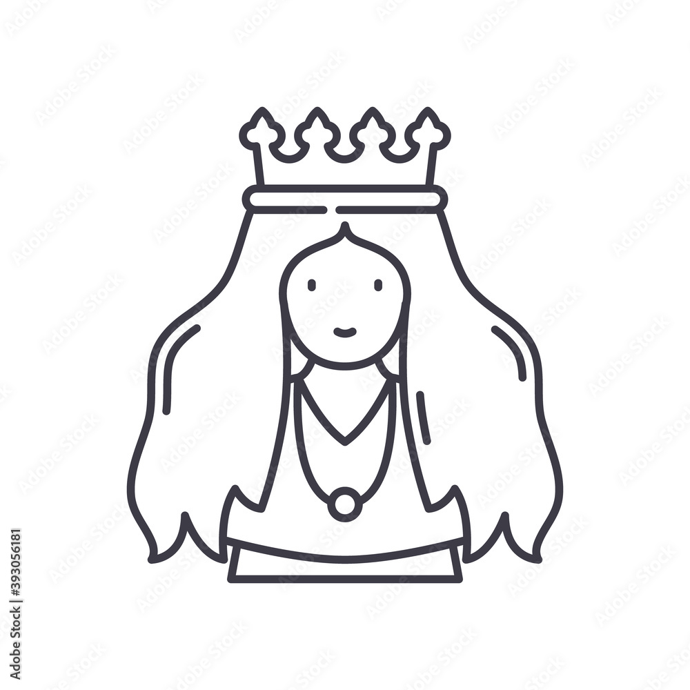 Obraz premium Queen icon, linear isolated illustration, thin line vector, web design sign, outline concept symbol with editable stroke on white background.