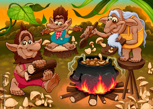 A group of gnomes are cooki...