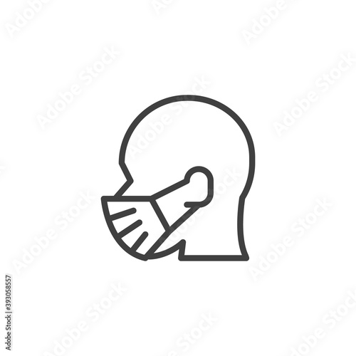 Medical mask line icon. linear style sign for mobile concept and web design. Man in face mask outline vector icon. Symbol, logo illustration. Vector graphics