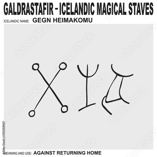  vector icon with ancient Icelandic magical staves Gegn Heimakomu. Symbol means and is used against returning home