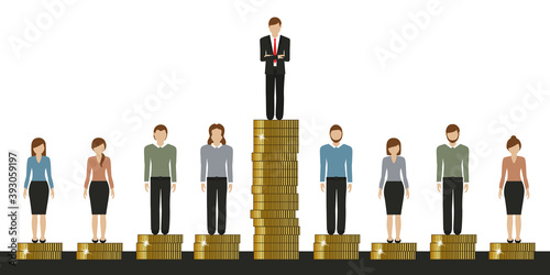 gap between rich and poor work finance concept with coins vector illustration EPS10