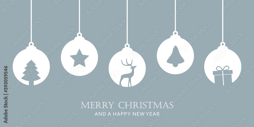 christmas card with star tree balls decoration vector illustration EPS10