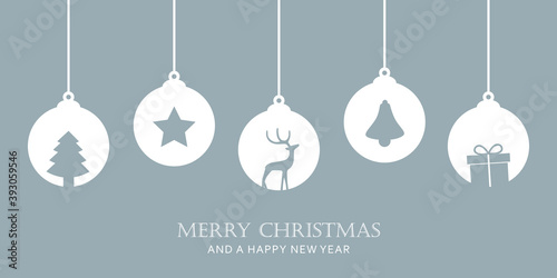 christmas card with star tree balls decoration vector illustration EPS10