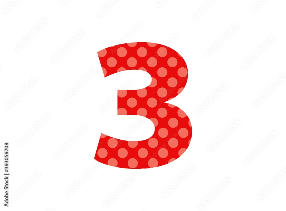 3 number red font made of polka dot pattern. Funny cute, children's ages design. LOL girly baby surprise style. For; birthday invitation, banner etc. İsolated vector illustration 3 number red font made of polka dot pattern. Funny cute, children's ages design. LOL girly baby surprise style. For; birthday invitation, banner etc. İsolated vector illustration