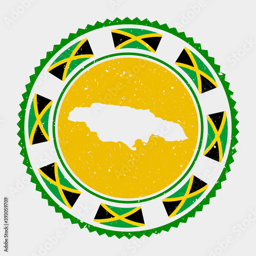 Jamaica grunge stamp. Round logo with map and flag of Jamaica. Country stamp. Vector illustration.