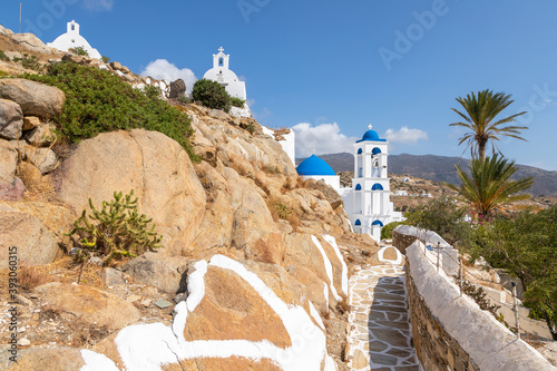 View of the Church of Virgin Mary of the Cliff. Ios, Greece. photo