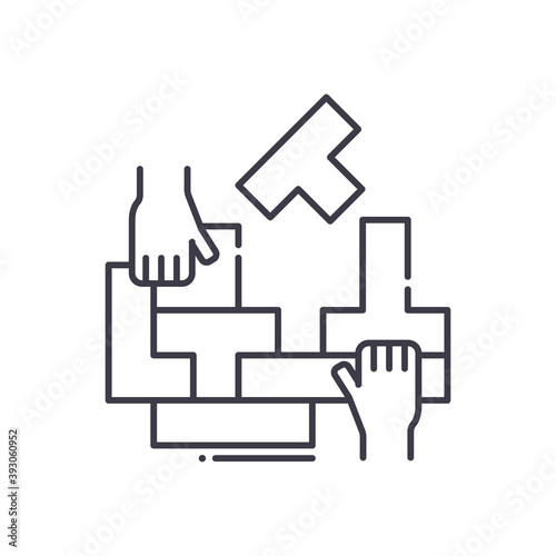 Co creation icon, linear isolated illustration, thin line vector, web design sign, outline concept symbol with editable stroke on white background.
