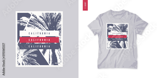 California. T-shirt vector design, poster, print, template