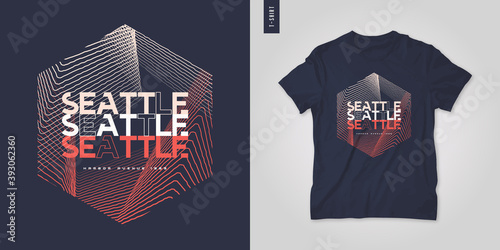 Seattle. T-shirt geometric vector design, poster, print, template