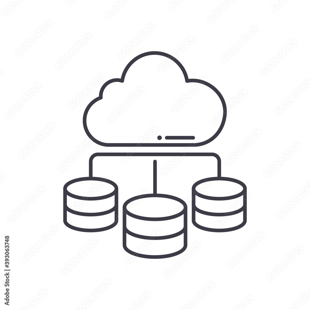 Cloud storage icon, linear isolated illustration, thin line vector, web design sign, outline concept symbol with editable stroke on white background. Cloud storage icon, linear isolated illustration, thin line vector, web design sign, outline concept symbol with editable stroke on white background.