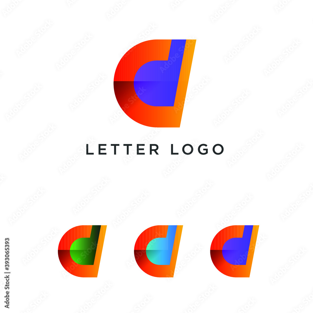 Dd Colorful letter logo design, Creative modern trendy and gradient letter D d logo icon template