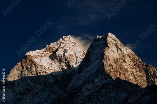 Mountain peak at sunset, Himalayas, Nepal