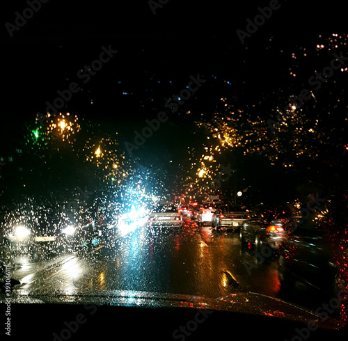 City in the light of night lights