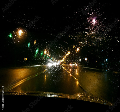 City in the light of night lights