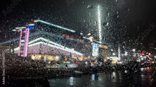 City in the light of night lights