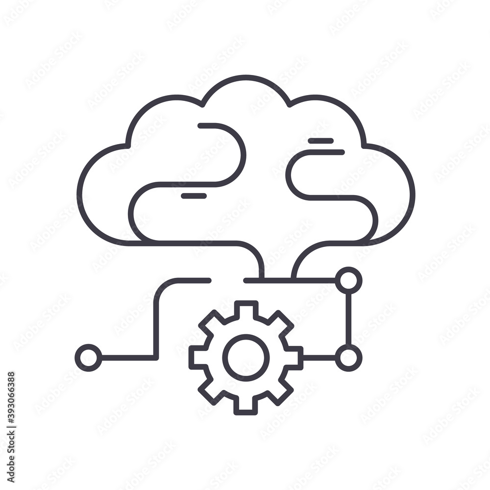 Cloud services icon, linear isolated illustration, thin line vector, web design sign, outline concept symbol with editable stroke on white background. Cloud services icon, linear isolated illustration, thin line vector, web design sign, outline concept symbol with editable stroke on white background.