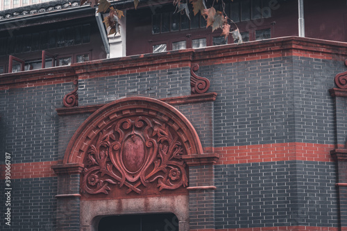 Photography The detail of architecture in Xintiandi, the landmark in Shanghai, China