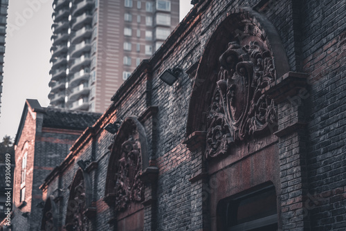 The detail of architecture in Xintiandi, the landmark in Shanghai, China. photo