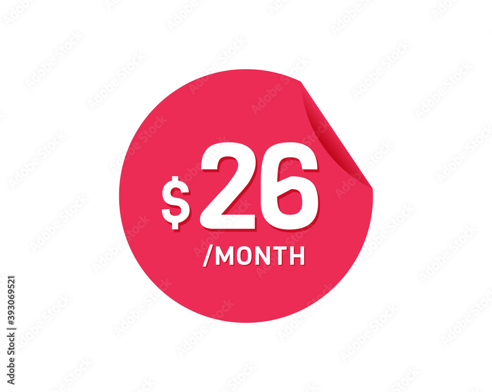$26 Dollar Month. 26 USD Monthly sticker $26 Dollar Month. 26 USD Monthly sticker