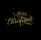 Merry Christmas gold glitter design for cards