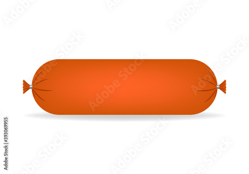 Baloney sausage isolated on white, vector illustration