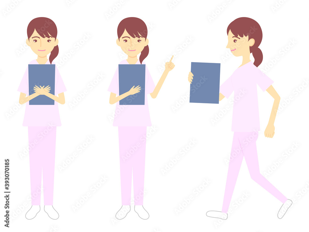 女性看護師のイラストポーズ集／Illustration pose collection of female nurses