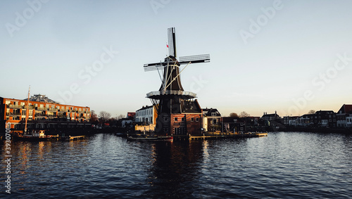 Dutch Windmill landscape view