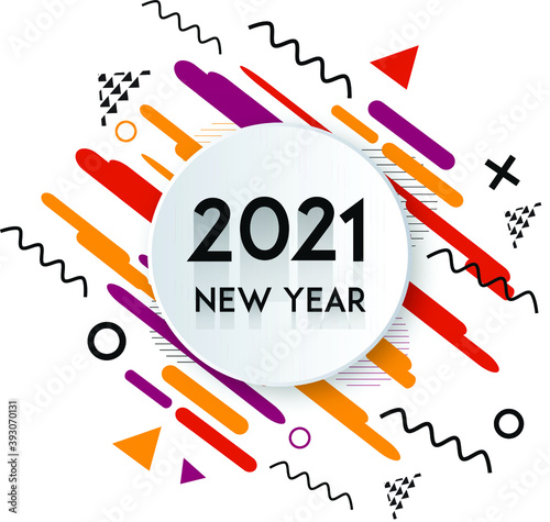 vector memphis 2021 new year design.